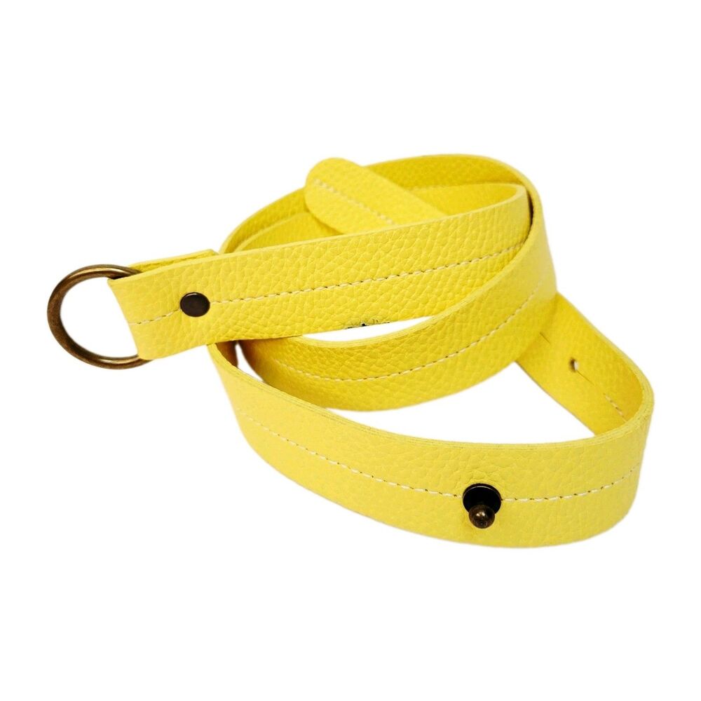 GAP Women’s Yellow Genuine Leather Belt Size L Made in England Vintage O Ring